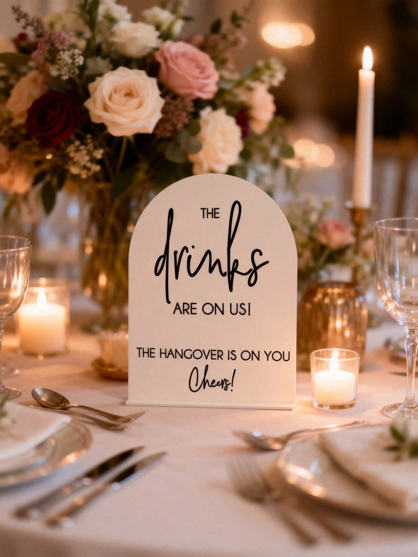 2D Printed Acrylic Wedding Bar Sign with Stand 12.7 x 17.8 cm