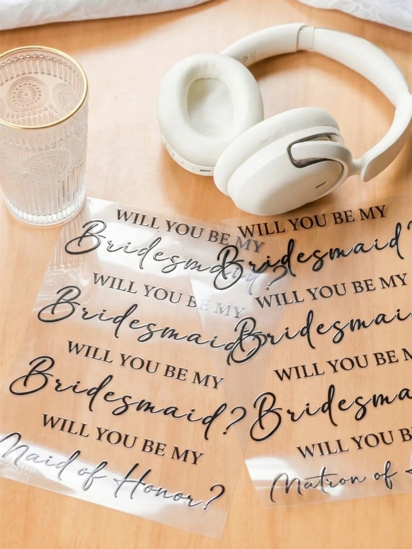 4-Piece Will You Be My Bridesmaid Transfer Stickers Vinyl Decals