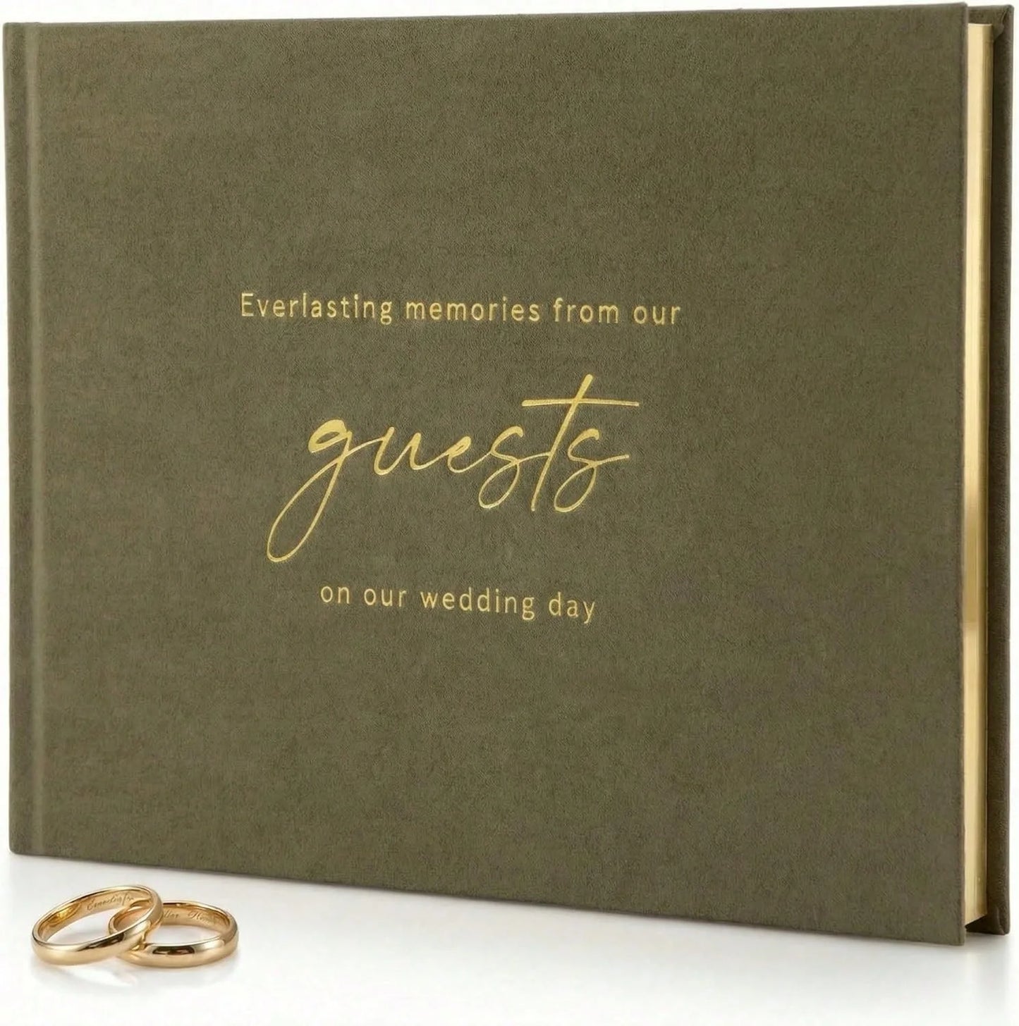 Elegant Velvet Wedding Guest Book with Photo Slots for Bridal Shower
