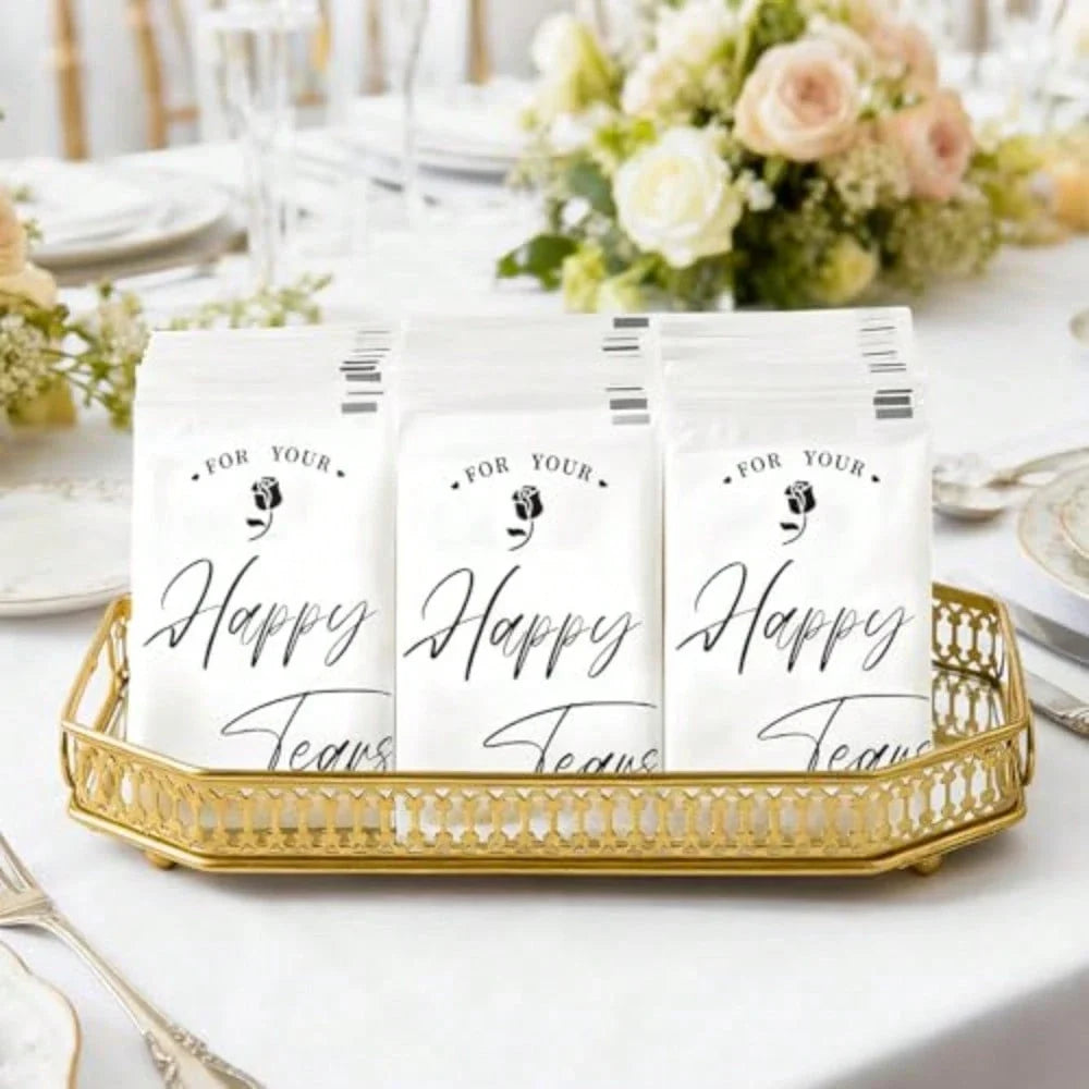 Pack of Happy Tears Tissues for Wedding, 3-Ply Pocket Packs for Guests
