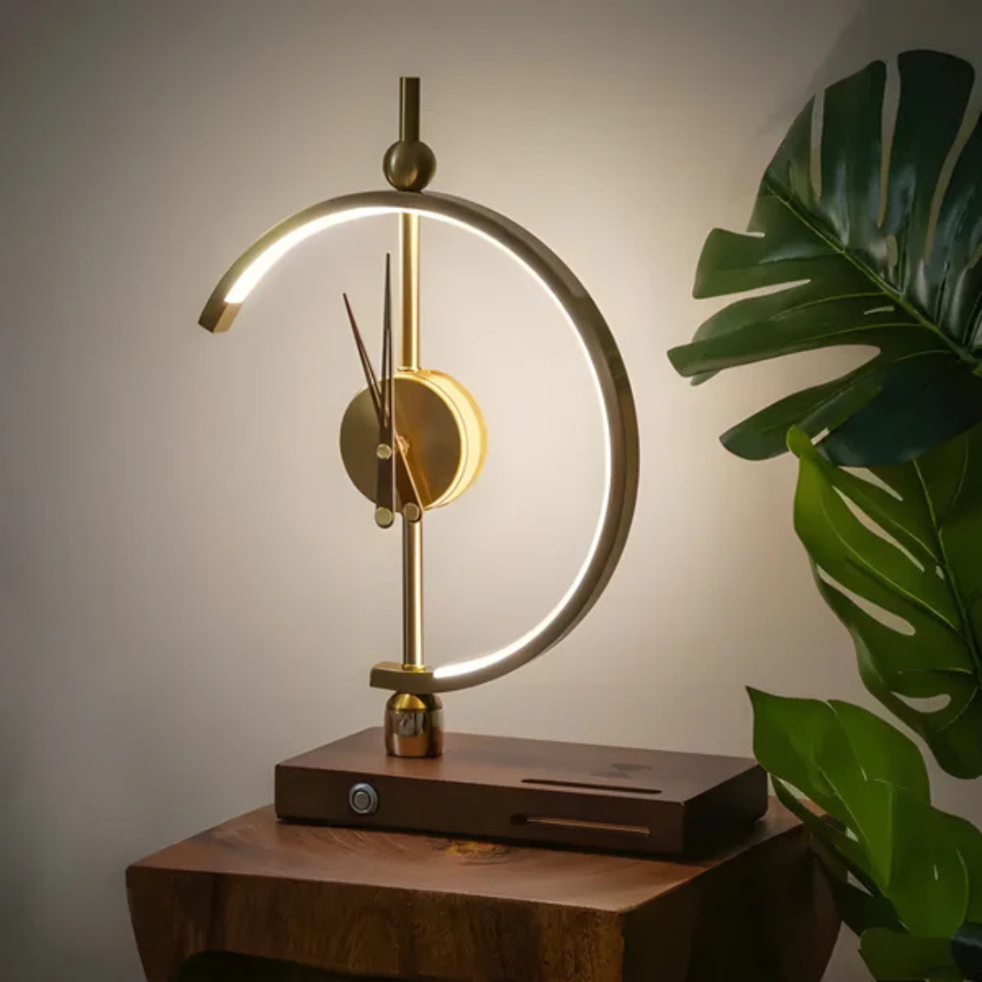 LED Nightstand Lamp with Clock - Elegant Design for Bedrooms