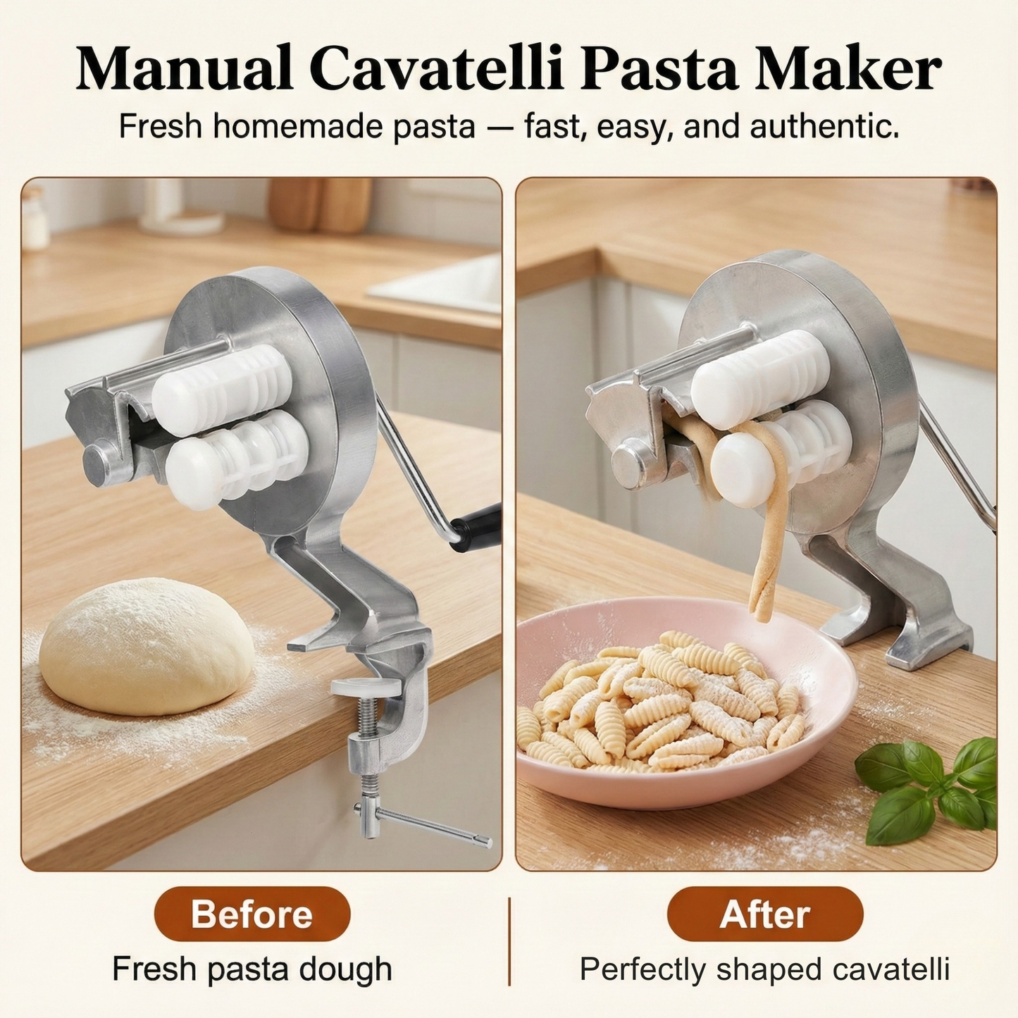 Manual Cavatelli Pasta Maker with Table Clamp