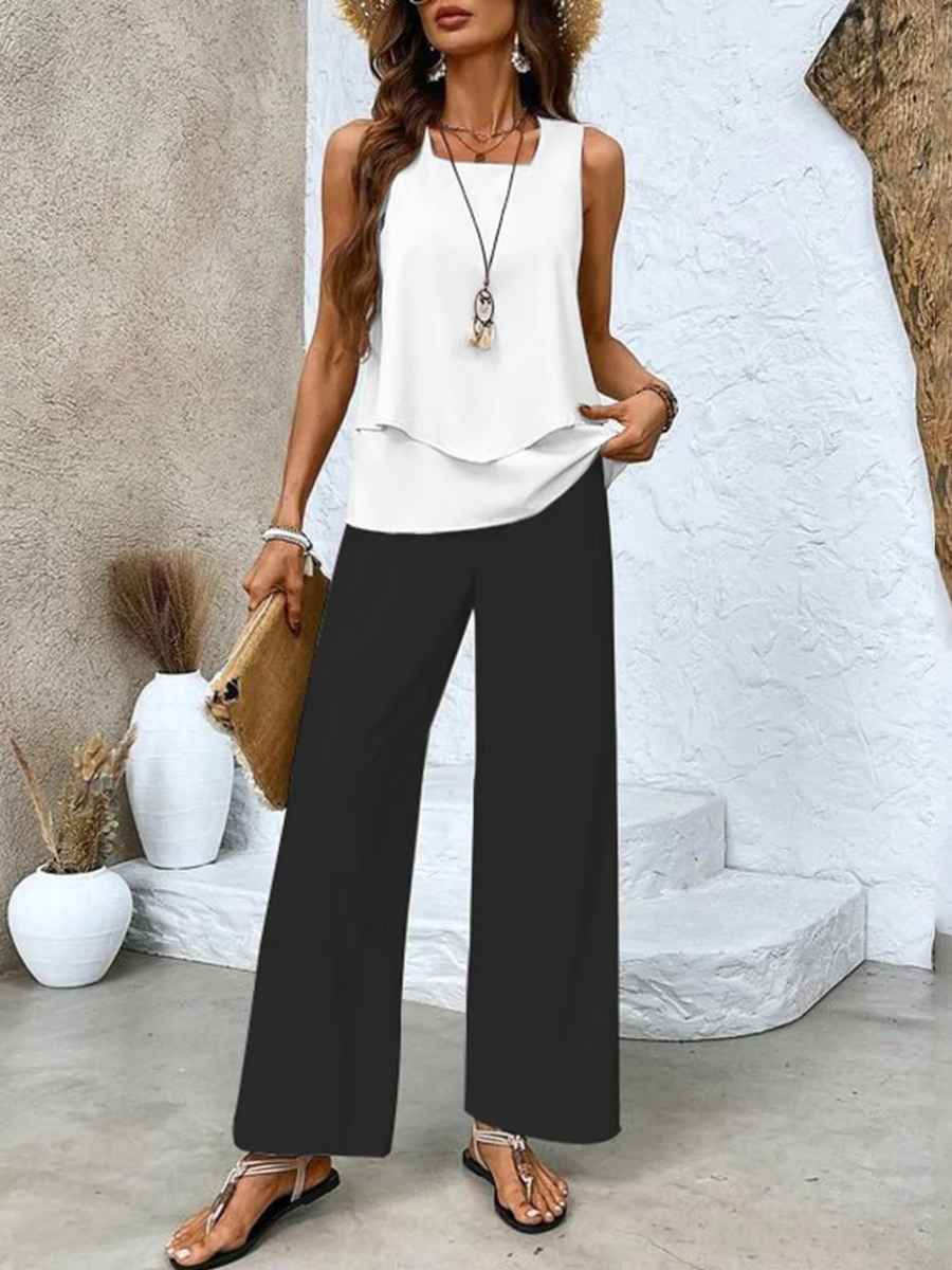Victoria Women’s - Two-Piece Summer Outfit with Sleeveless Top