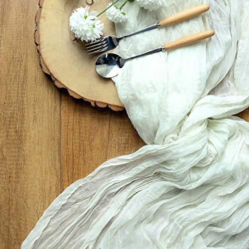 10FT Ivory Cheesecloth Table Runner, Gauze Fabric Boho Wedding Arbor Decor - If you say i do