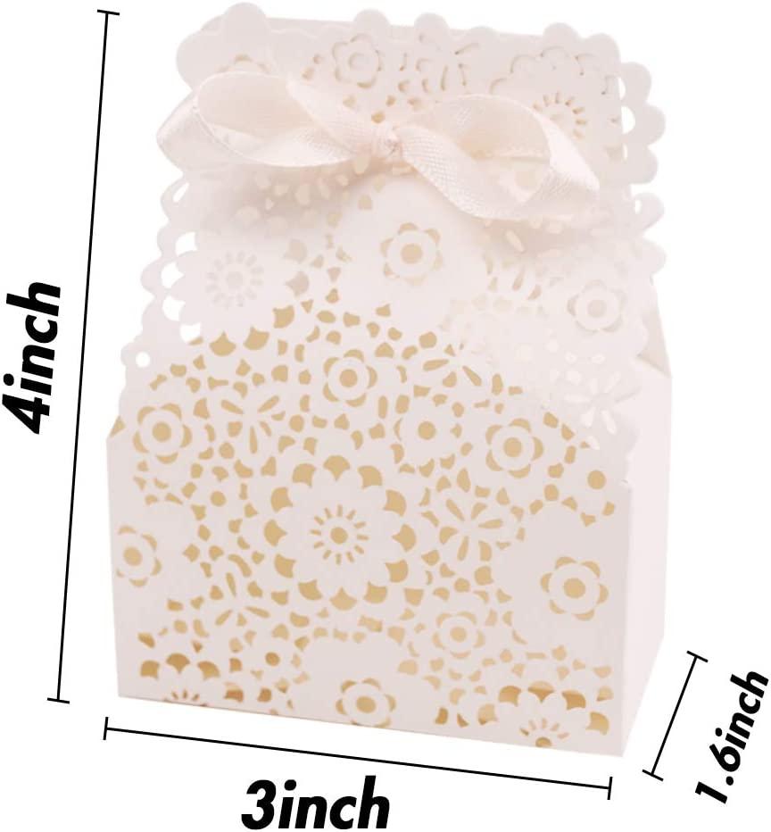 Party Favor Box, 50PCS Mini Lvory White Paper Laser Cut Gift Candy Box Hollow Small Gift Boxes for Wedding - If you say i do
