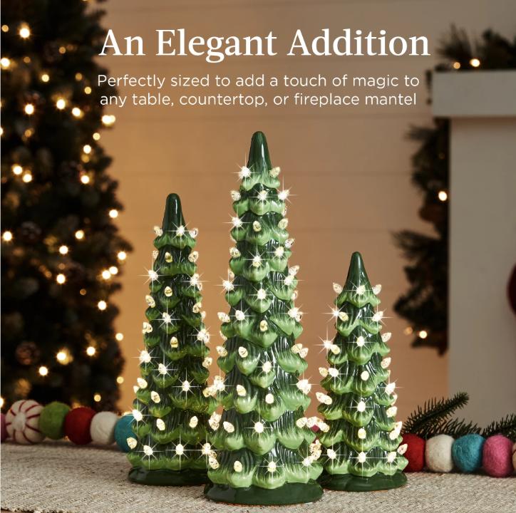 🎁🎄Retro Hand-Painted Tabletop Christmas Trees with Timer (⏰Limited Quantities Available)