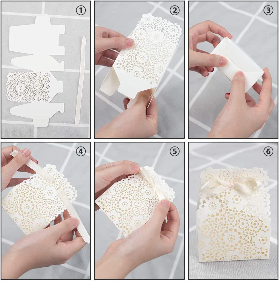 Party Favor Box, 50PCS Mini Lvory White Paper Laser Cut Gift Candy Box Hollow Small Gift Boxes for Wedding - If you say i do