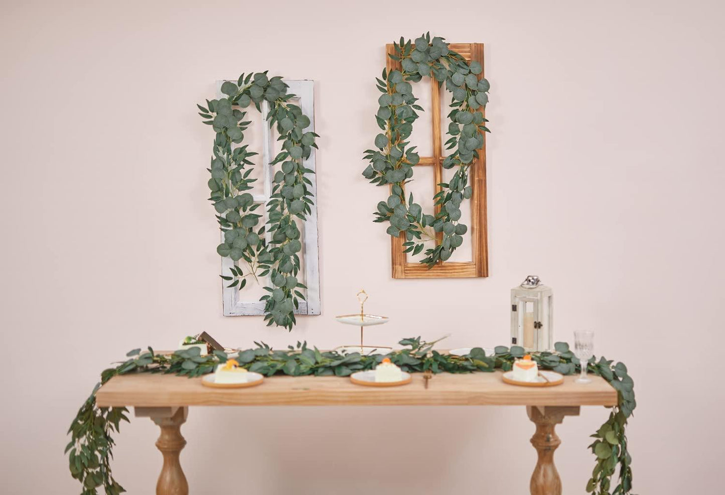6pcs Artificial Green Garland Fake Eucalyptus and Willow Leaf for Wedding Arch Party - If you say i do