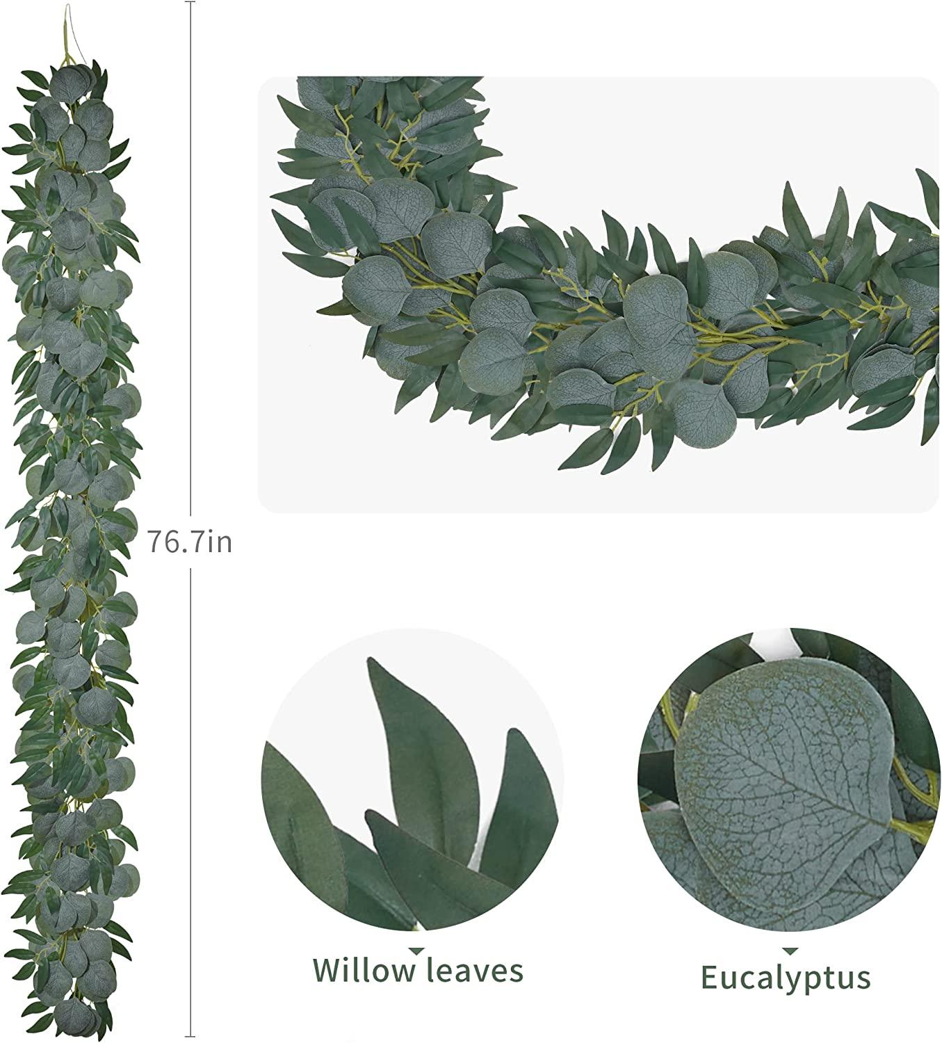 6pcs Artificial Green Garland Fake Eucalyptus and Willow Leaf for Wedding Arch Party - If you say i do