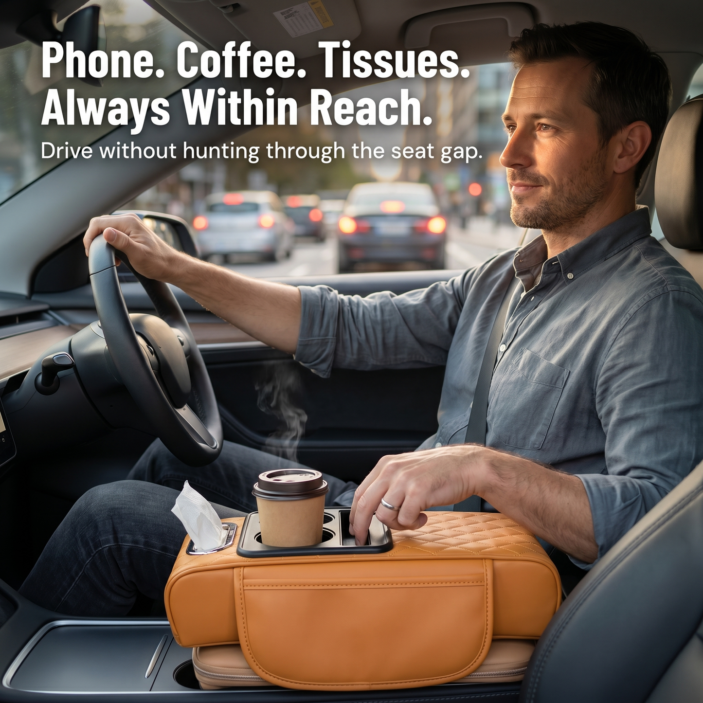 LuminaLuxe™ — Tame Center Console Chaos With One Strap-On Armrest Pad