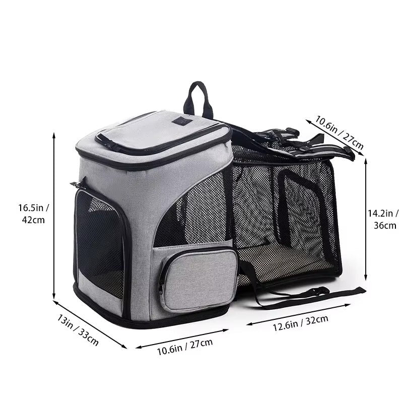 Breathable Foldable Pet Backpack Carrier for Dogs and Cats – Expandable