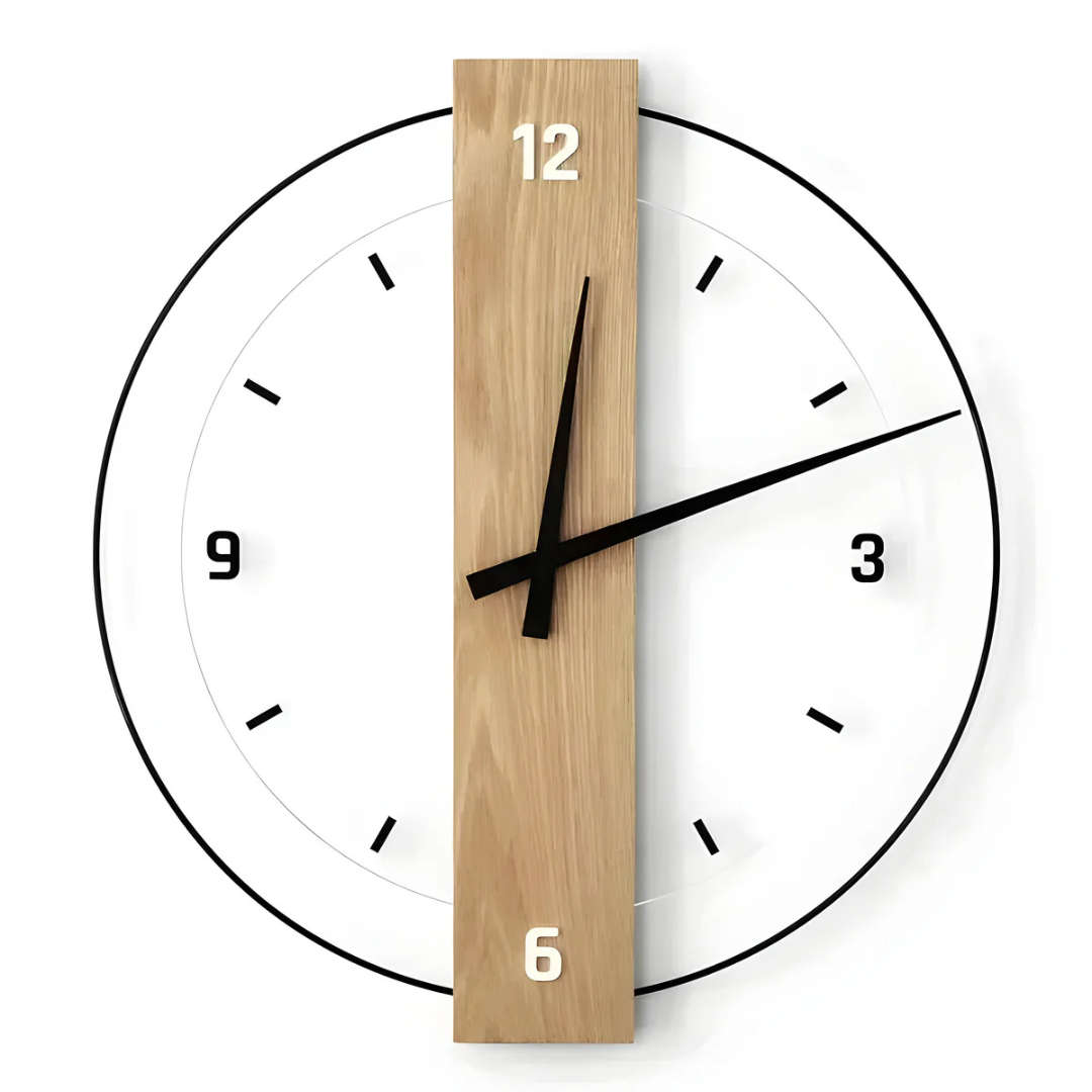 Large Quiet Wooden Wall Clock for Living Room Decor
