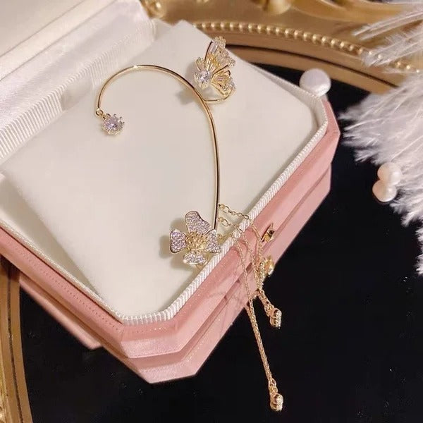 Aurelune™ – Butterfly and Flower Tassel Earrings (50% Off)
