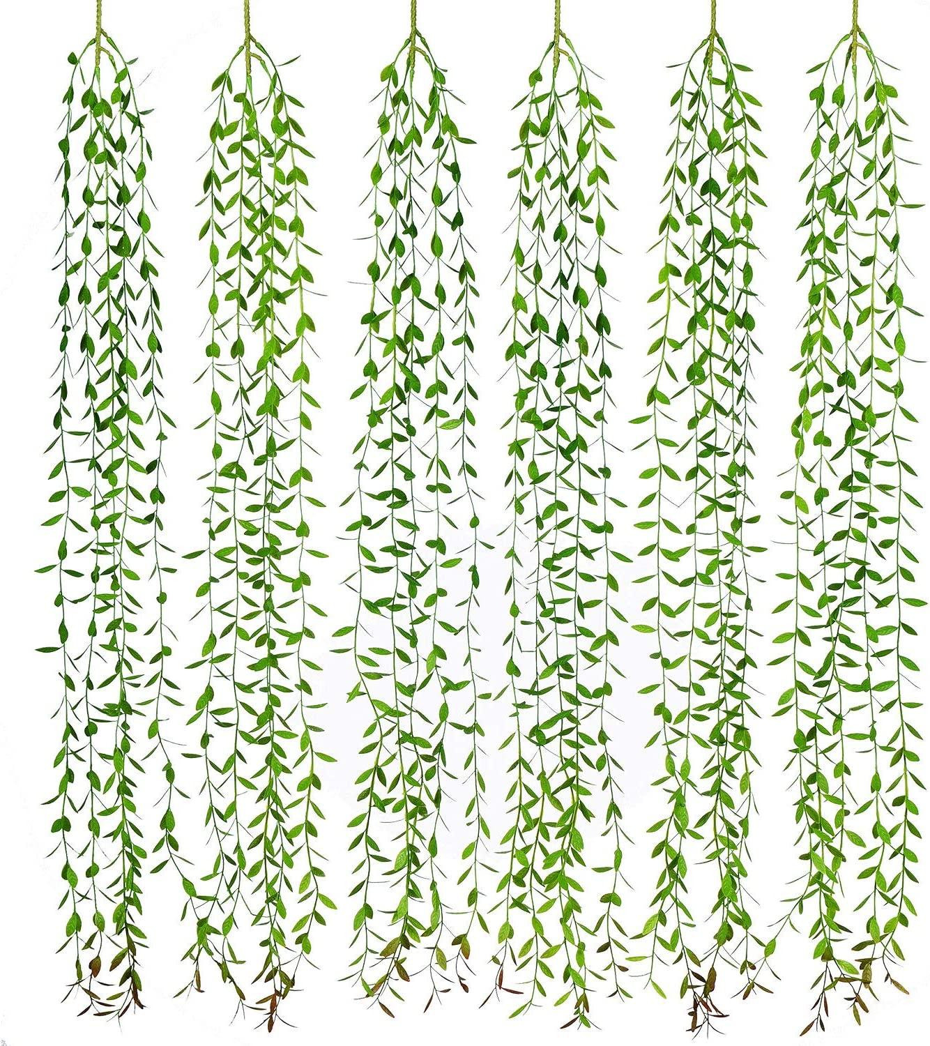 6pcs Artificial Vines Fake Greenery Garland Willow Leaves with Total 30 Stems Hanging for Wedding - If you say i do