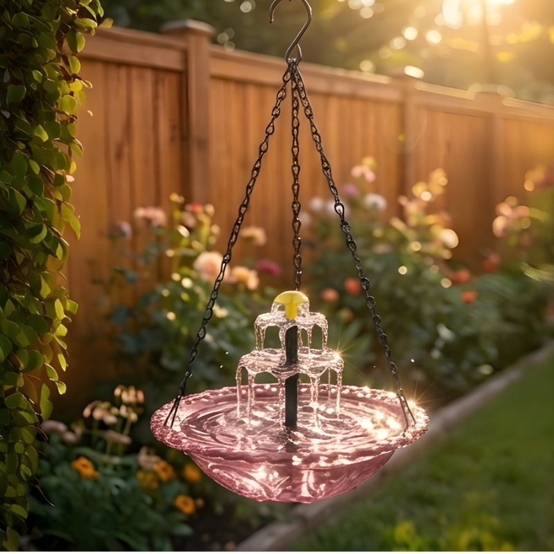 Bower – Solar Cascade Hanging Bird Bath Fountain + 50% OFF