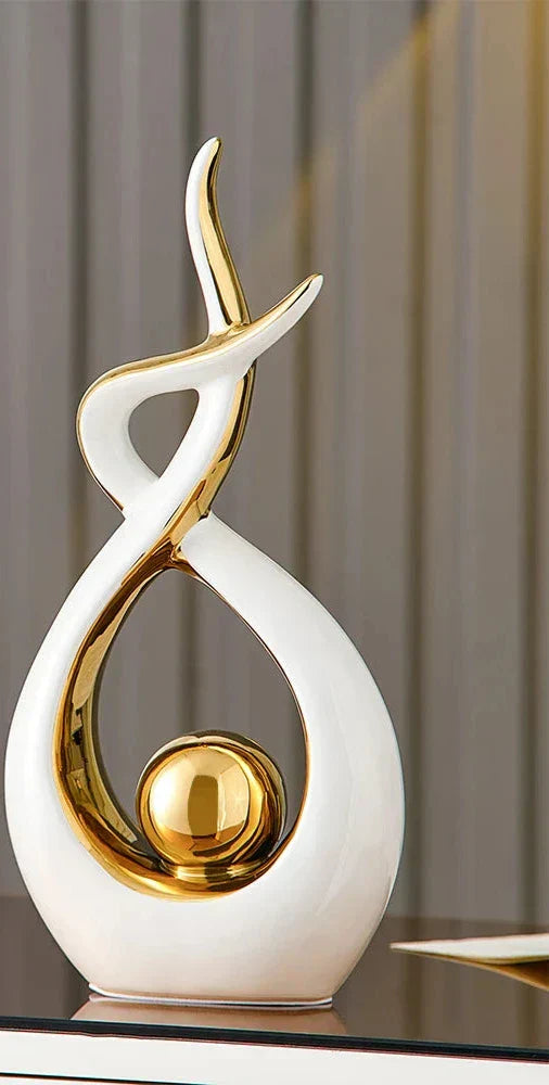 LuxeForm - Abstract Ceramic Sculpture with Gold Accent