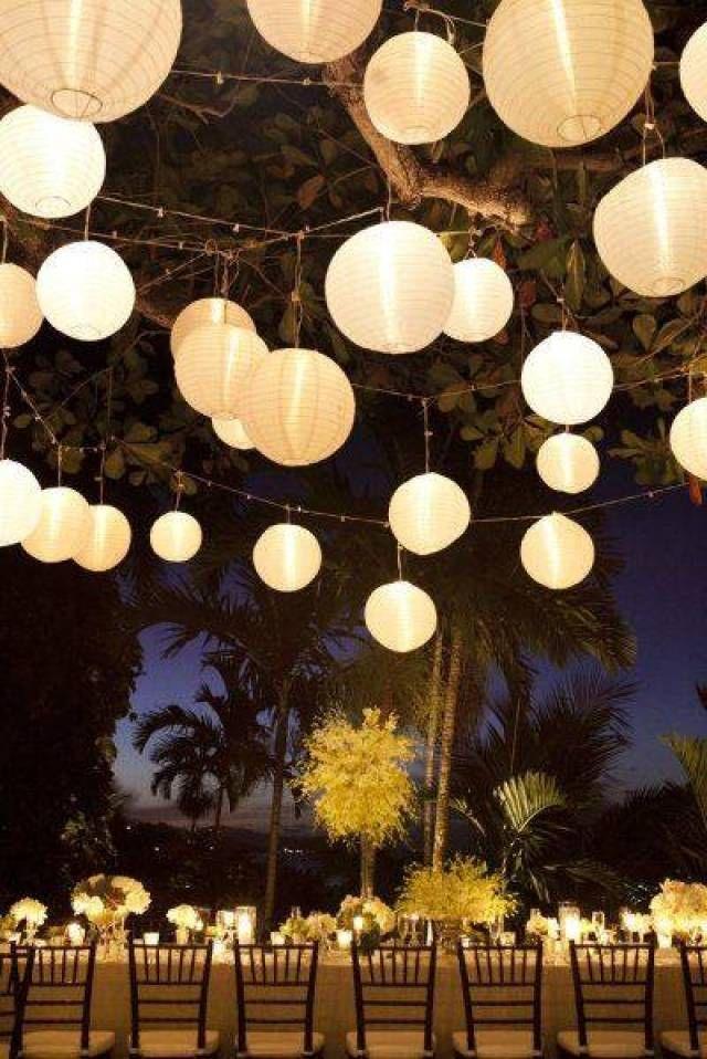 White Hanging Paper Lanterns for Wedding Party Decorations, 4 Size - If you say i do