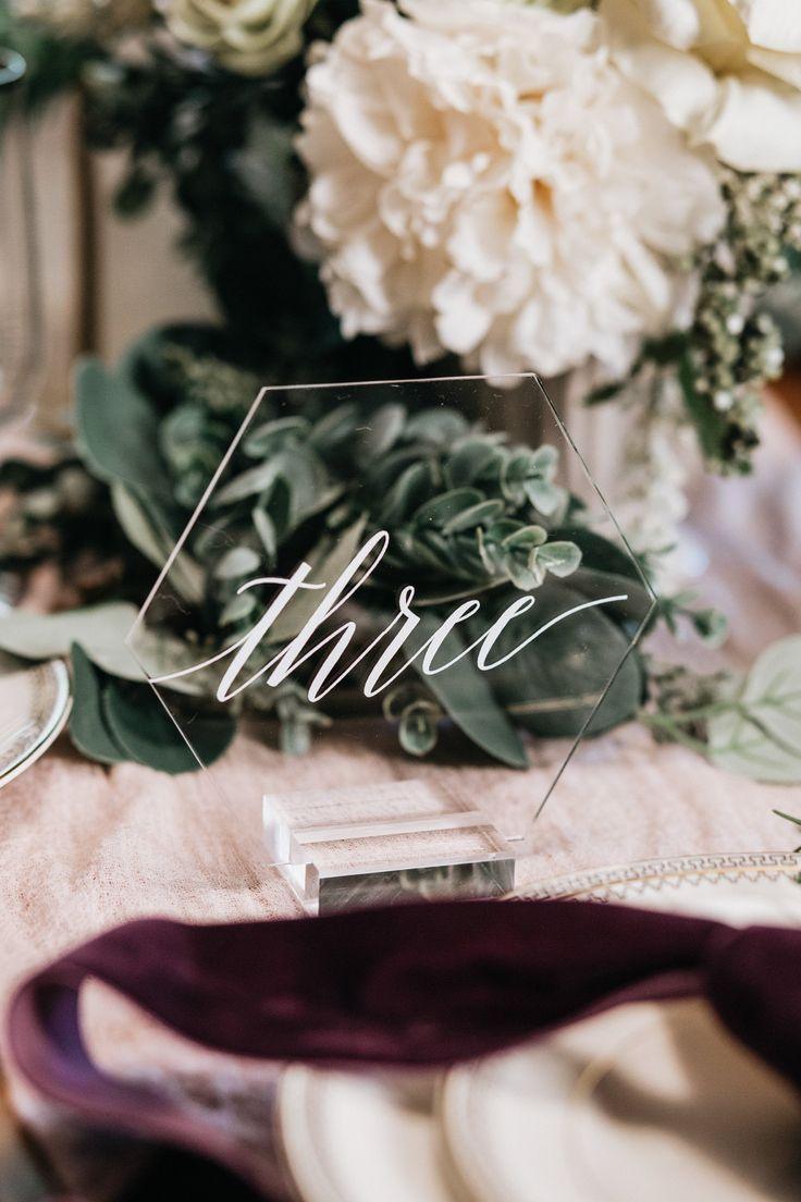 Hexagon Acrylic Wedding Table Numbers, Clear Acrylic Wedding Table Number Sign - If you say i do