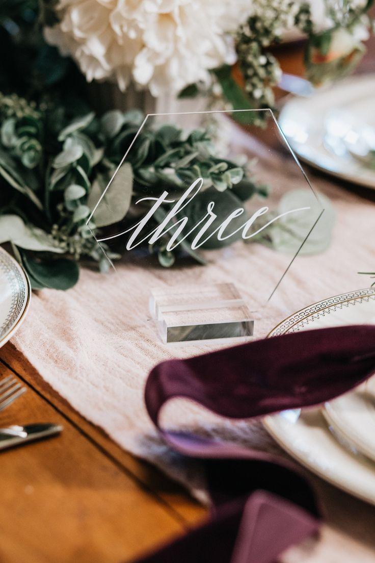 Hexagon Acrylic Wedding Table Numbers, Clear Acrylic Wedding Table Number Sign - If you say i do