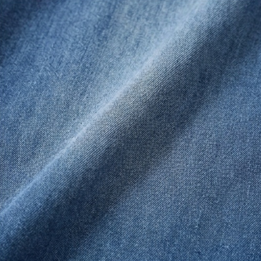 Aveline™ - Soft Chambray Shirt Dress with Ruffle Hem