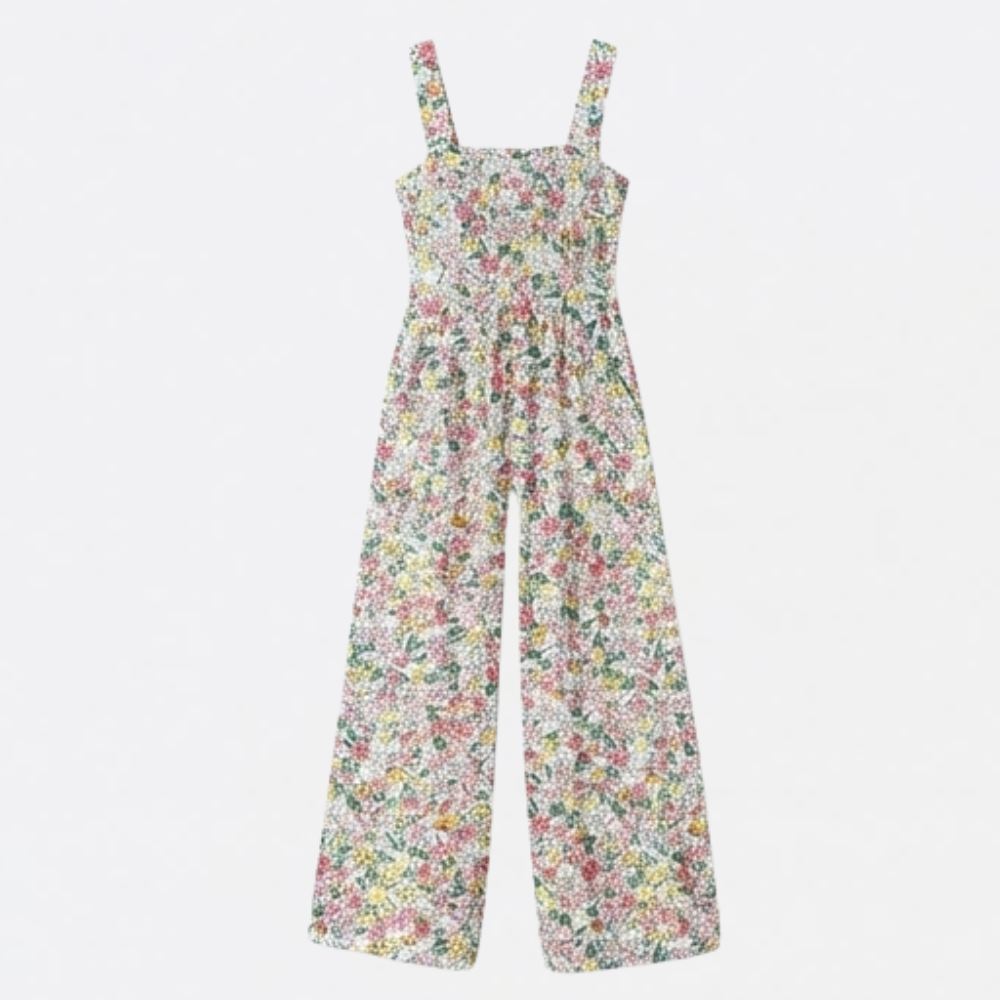 Bloomara™ – Floral Wide Leg Jumpsuit With Pockets