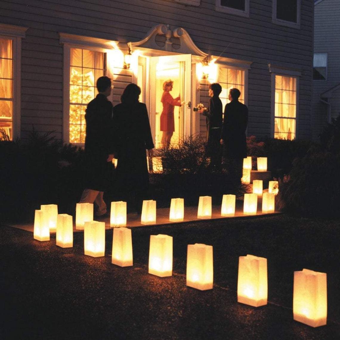 50pcs Light Up Luminaries Warm White Luminary Candle Bags With Lights-For Wedding Aisle, Rustic Wedding Decorations - If you say i do