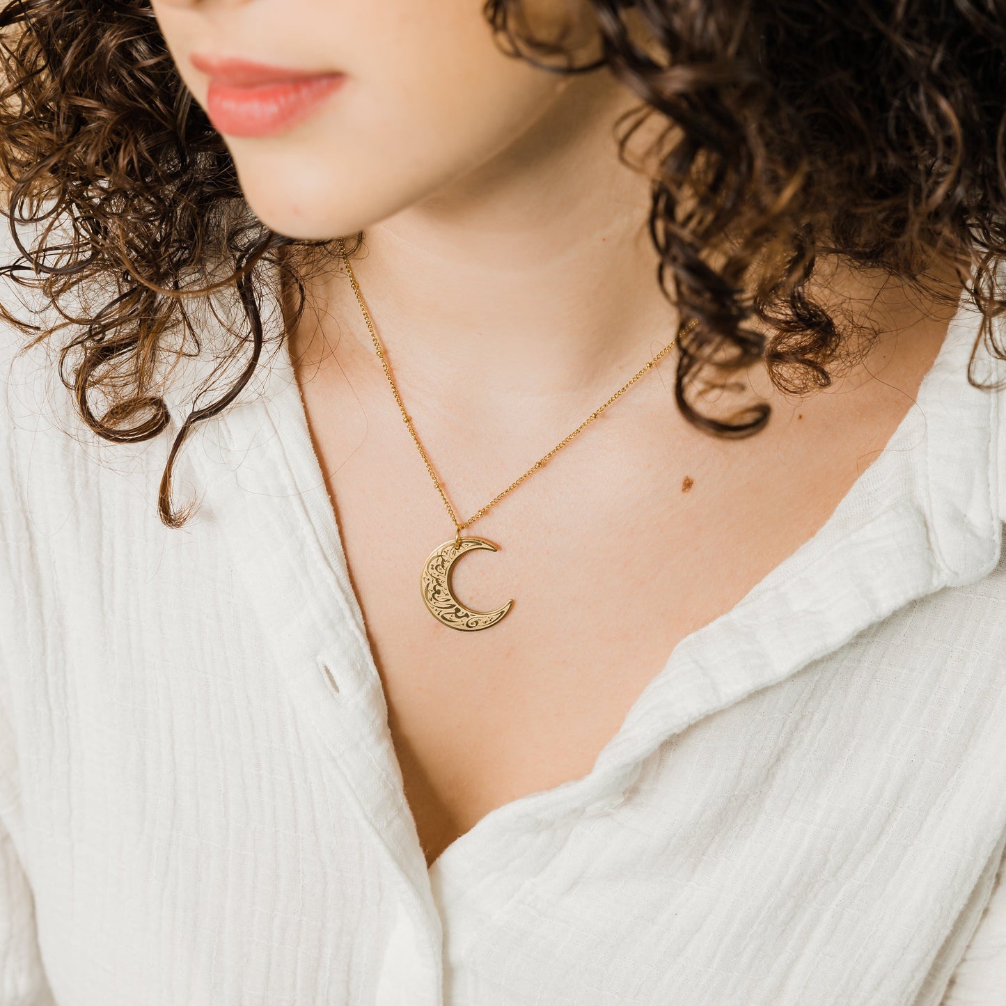 "Verily with Every Hardship Comes Ease" | Crescent Necklace
