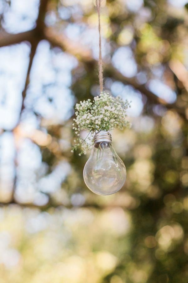Rustic Baby's Breath Wedding Hanging Decorations with Light Bulbs - If you say i do