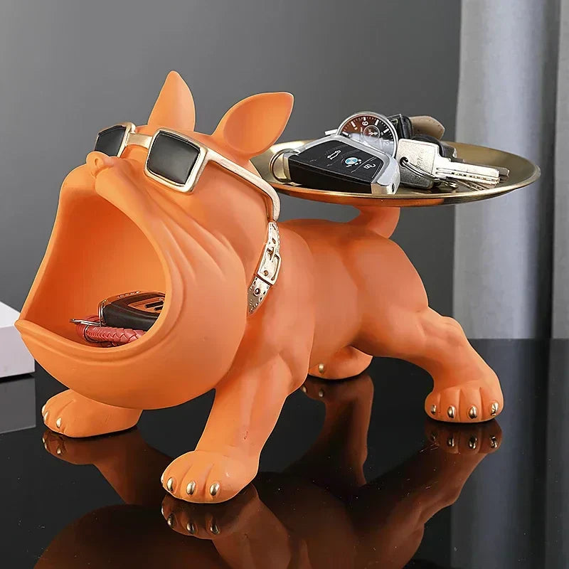 Bulldog Figurine with Integrated Storage Tray – Home Decor