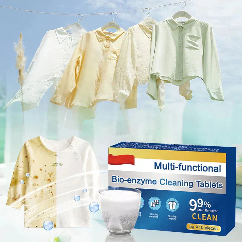 Bio Enzyme Cleaning Tablets | Eliminates Stains, Grease, Odors | Suitable for Textiles and Surfaces | SensoClean
