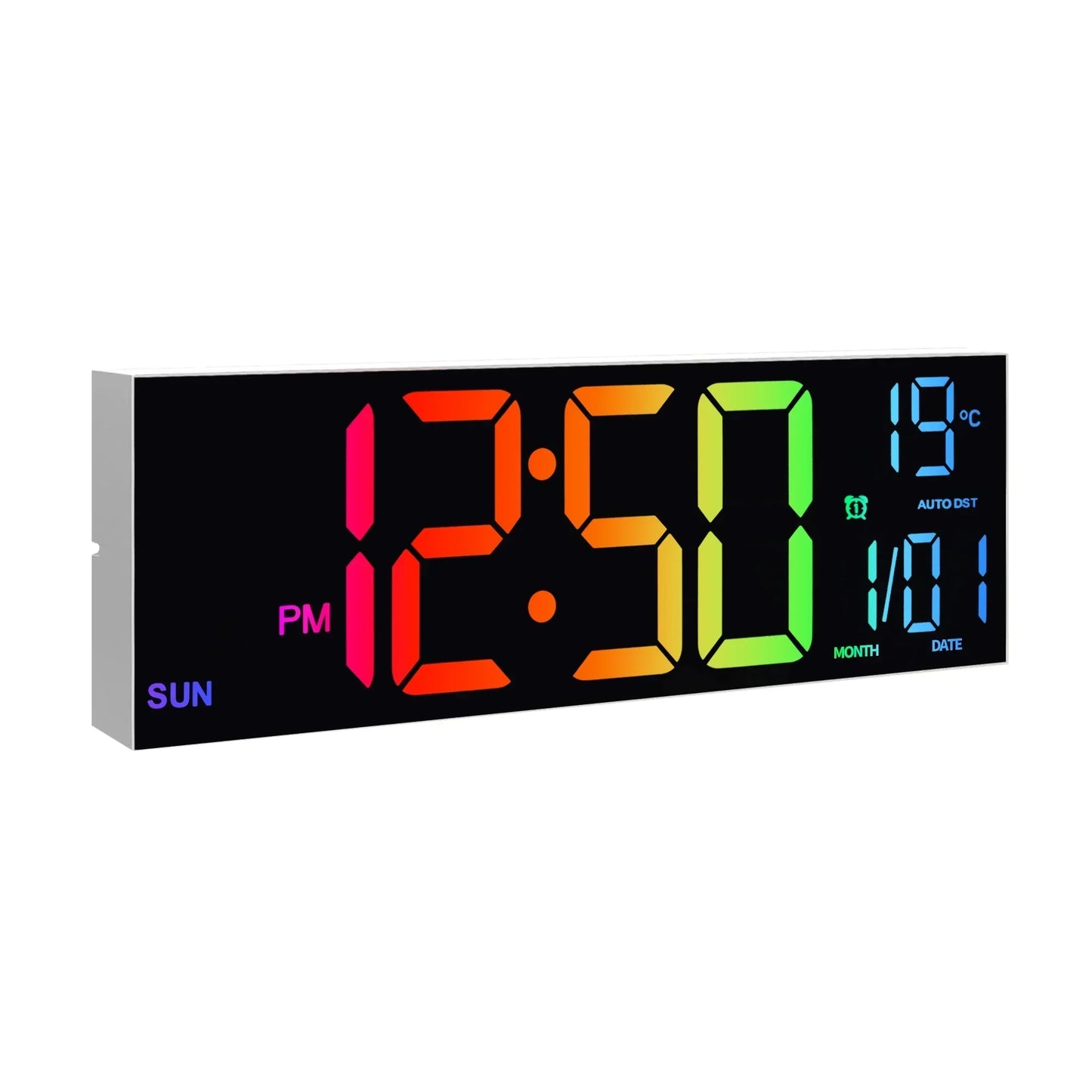Large LED Digital Wall Clock with RGB Display and Remote Control