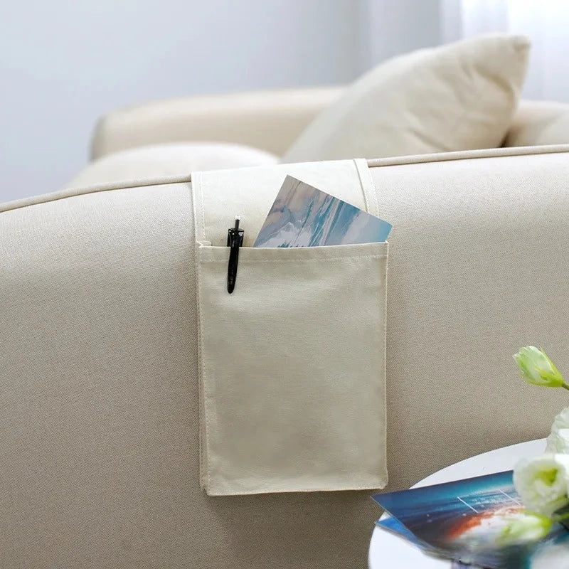 Bedside Organizer in Cotton-Linen with Multiple Compartments