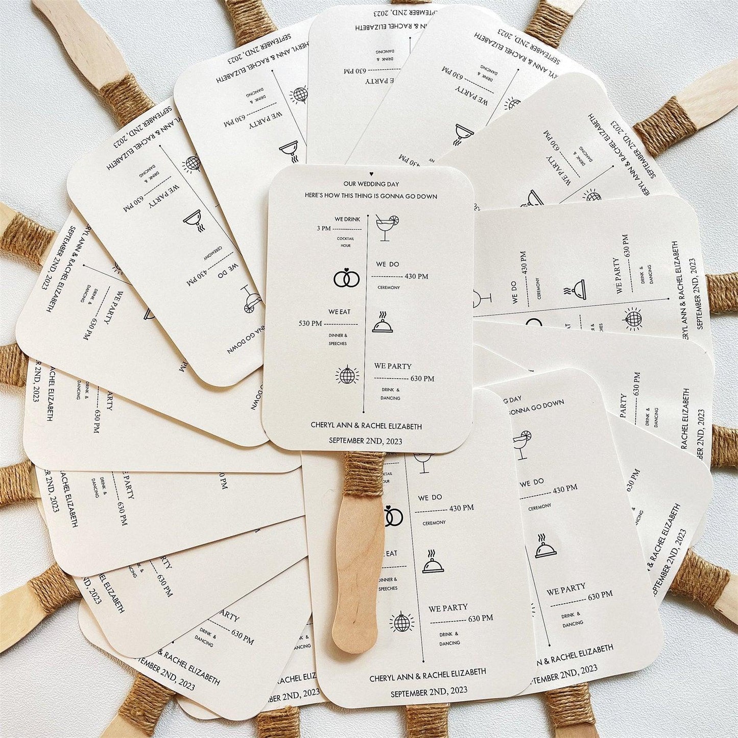 50PCS Wedding Program Fans/ Rustic Minimalist Outdoor Wedding / DIY Wedding Program Fans - If you say i do