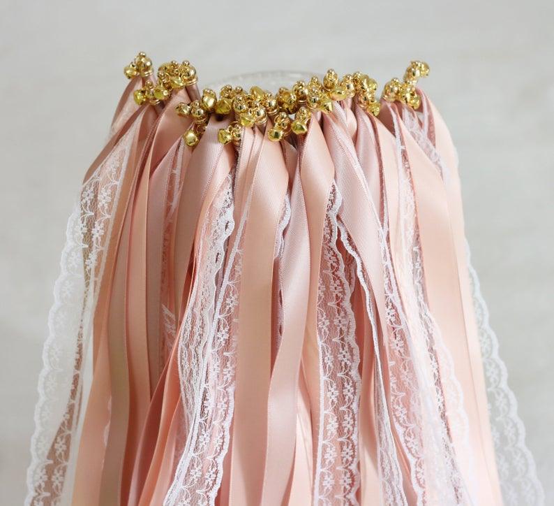 Wedding Wands with Two Satin Ribbon and One Lace Ribbon, Handmade Party Wand Streamers - If you say i do
