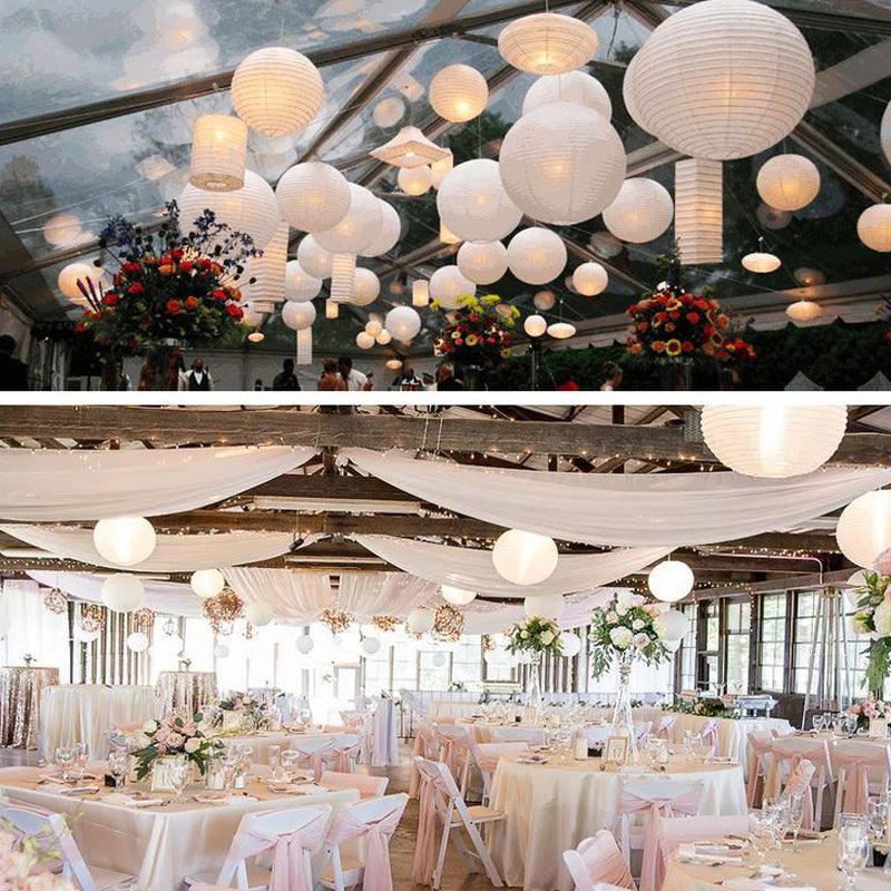 White Hanging Paper Lanterns for Wedding Party Decorations, 4 Size - If you say i do