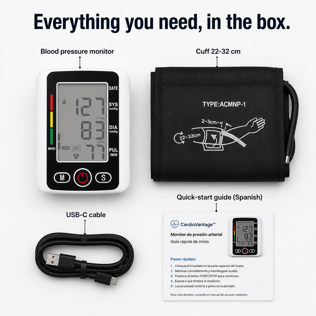 CardioVantage™ — Track Your Blood Pressure at Home With One-Button Spanish Voice Guidance