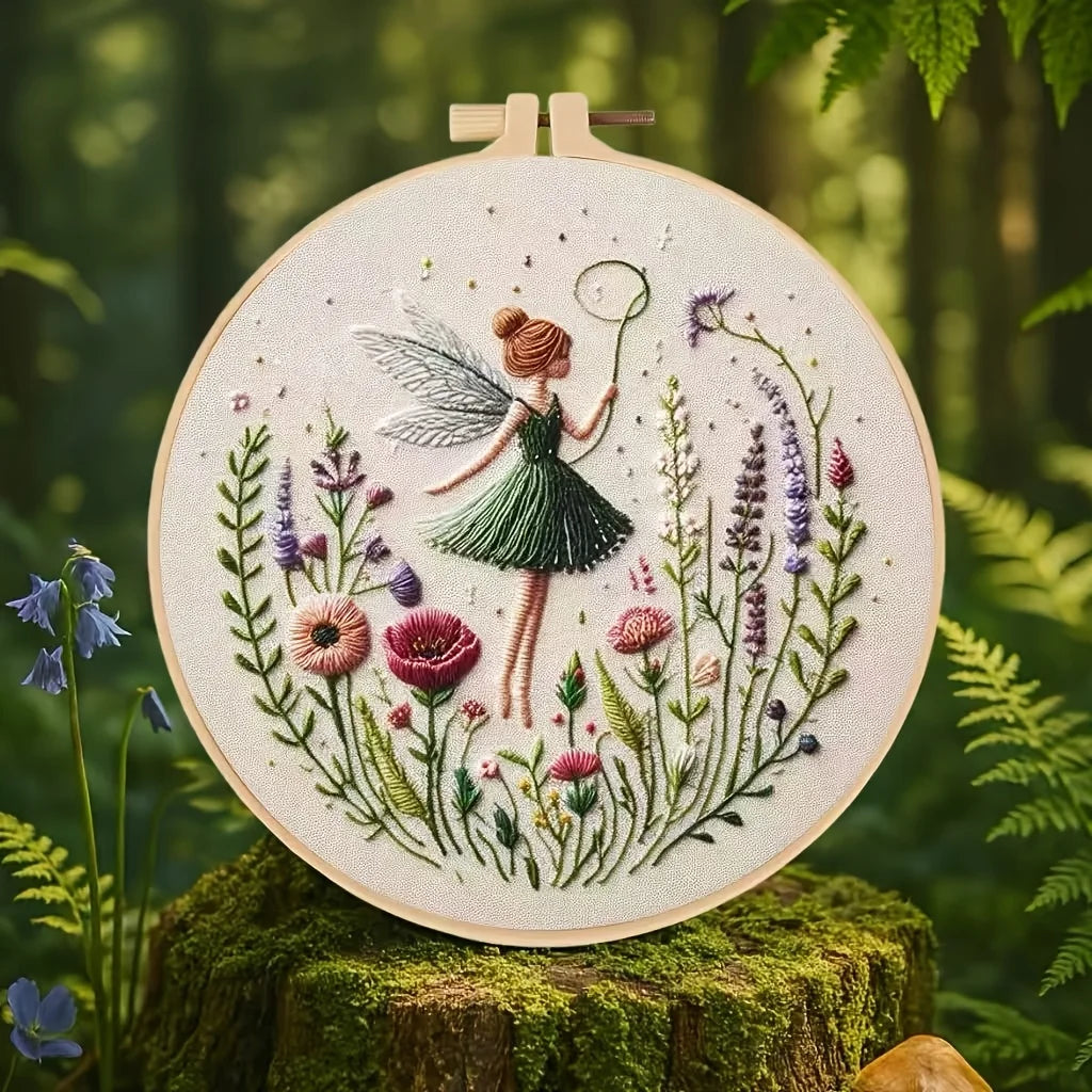 Embroidery Kit Fairy Girl | Pre-Printed Pattern | Instructions and Video Tutorials | CraftLuna