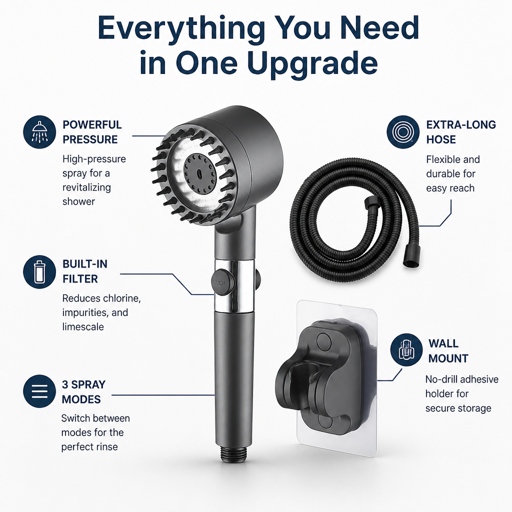 AquaVita 4-in-1 Shower Head — Transform Your Shower Into a Revitalizing Spa Escape Every Day