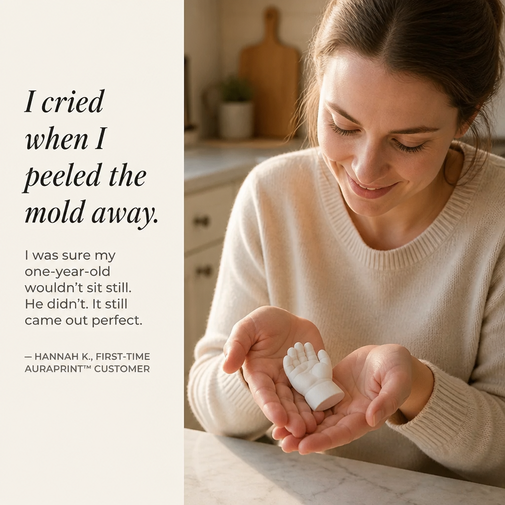 AuraPrint™ — Cast Your Family's Hands Into a Sculpture That Outlives the Camera Roll