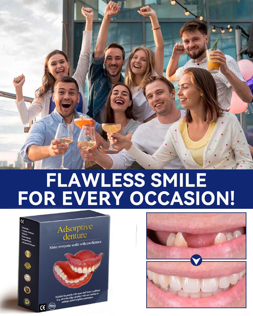 Arvilaro Adsorptive Dentures for Natural Bite & Jaw Support