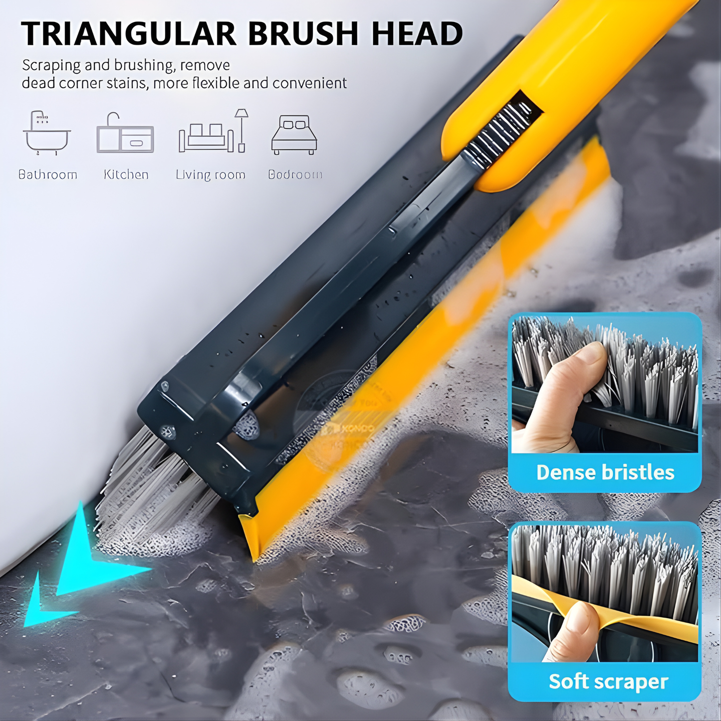 Multi-Surface Cleaning Brush with Long Handle for Floors & Tiles