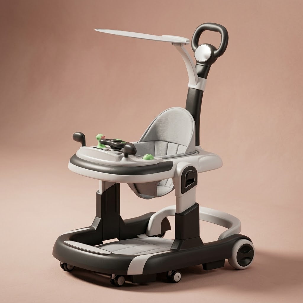 Foldable Baby Walker Anti-Rollover Music | The Glide-Safe Pilot