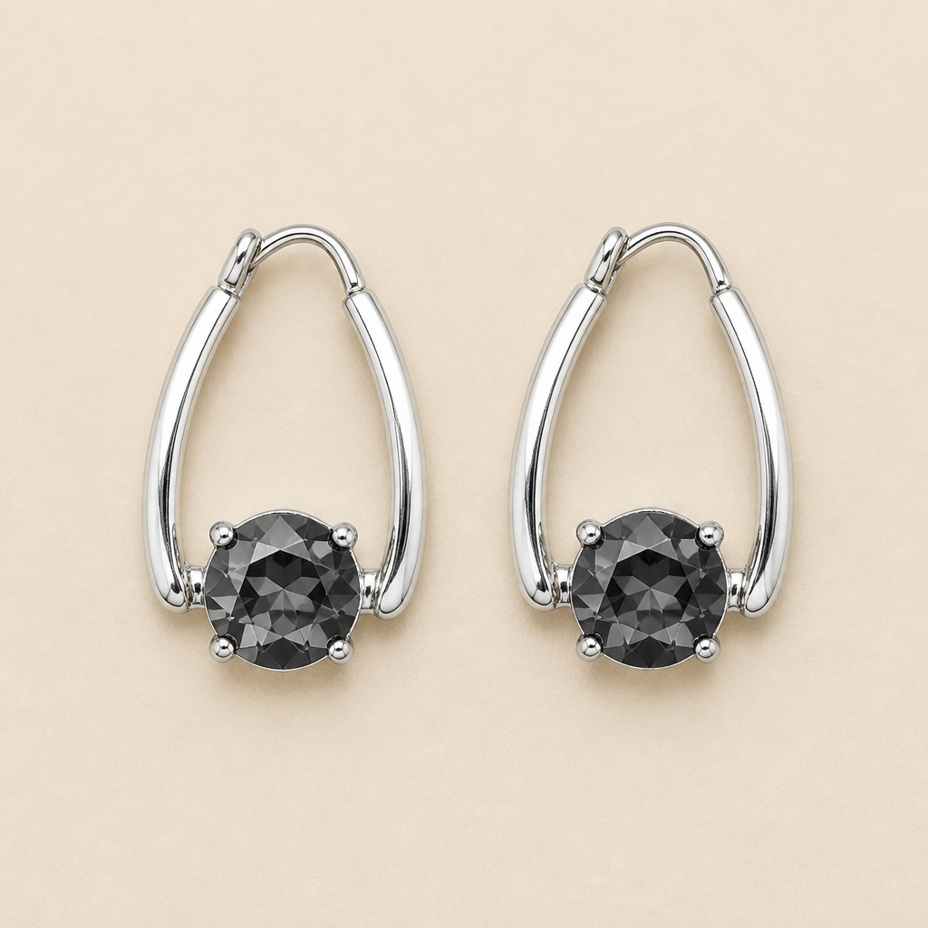 Lumelle™ – Crystal Solitaire Drop Hoop Earrings