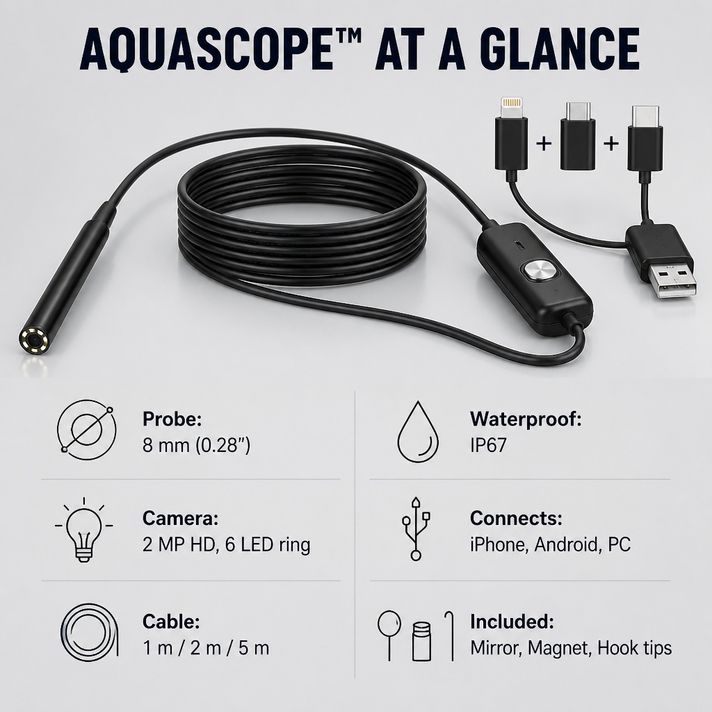 AquaScope™ — See Inside Walls, Pipes & Engines Without Tearing Anything Apart