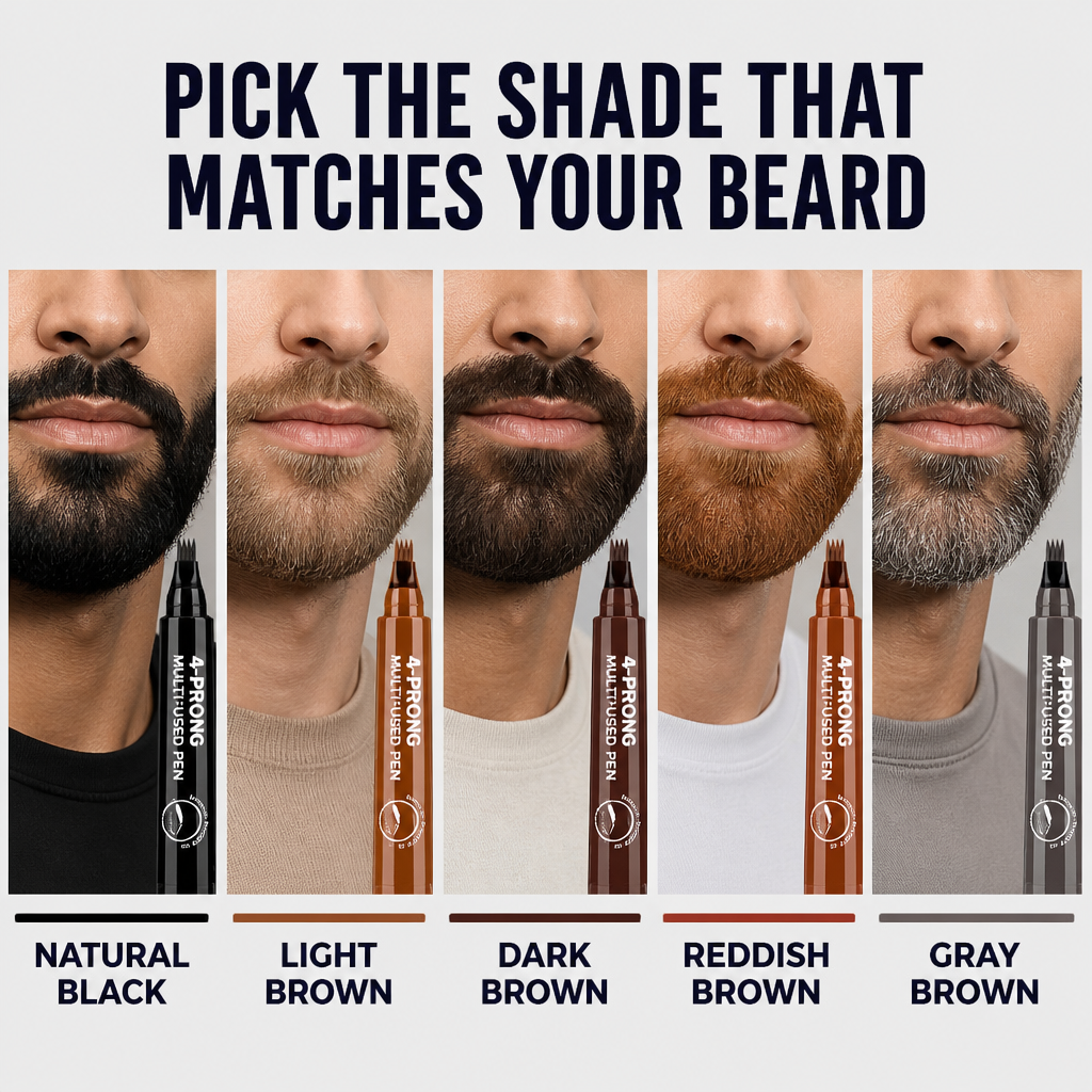 BrowAura™ — Fill Patchy Beard Spots in Seconds With Four Hair-Stroke Tips