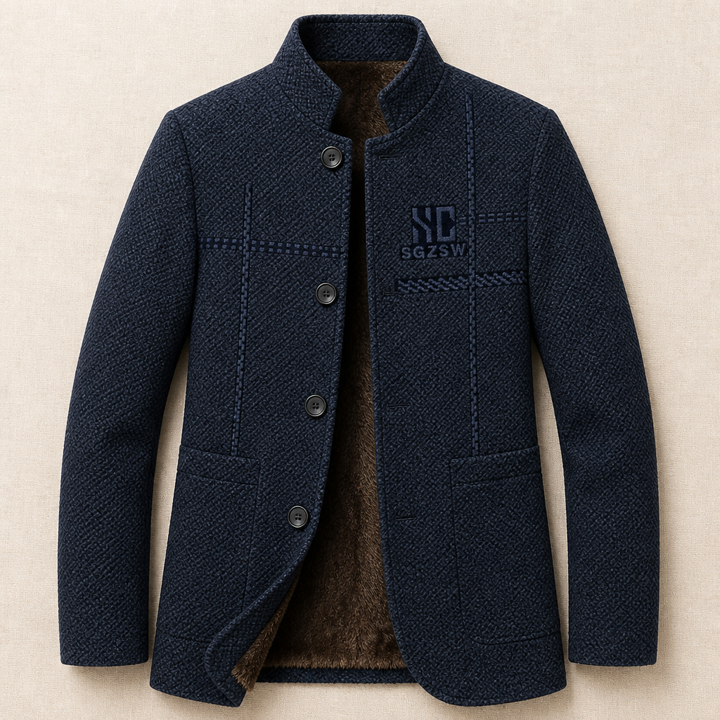 ArcticForge™ – Textured Stand-Collar Fleece-Lined Winter Coat