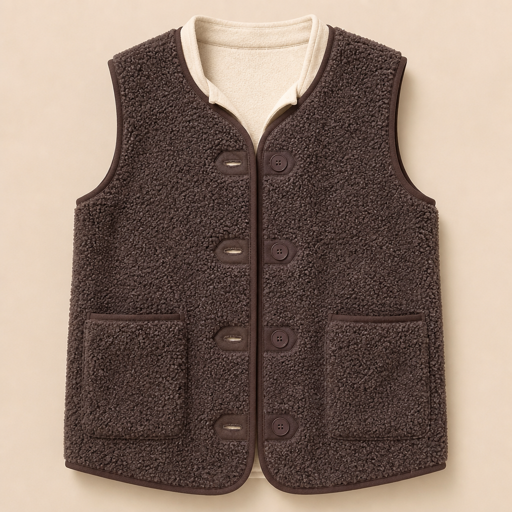 CloudWarm™ – Plush Sherpa Sleeveless Vest with Button Front