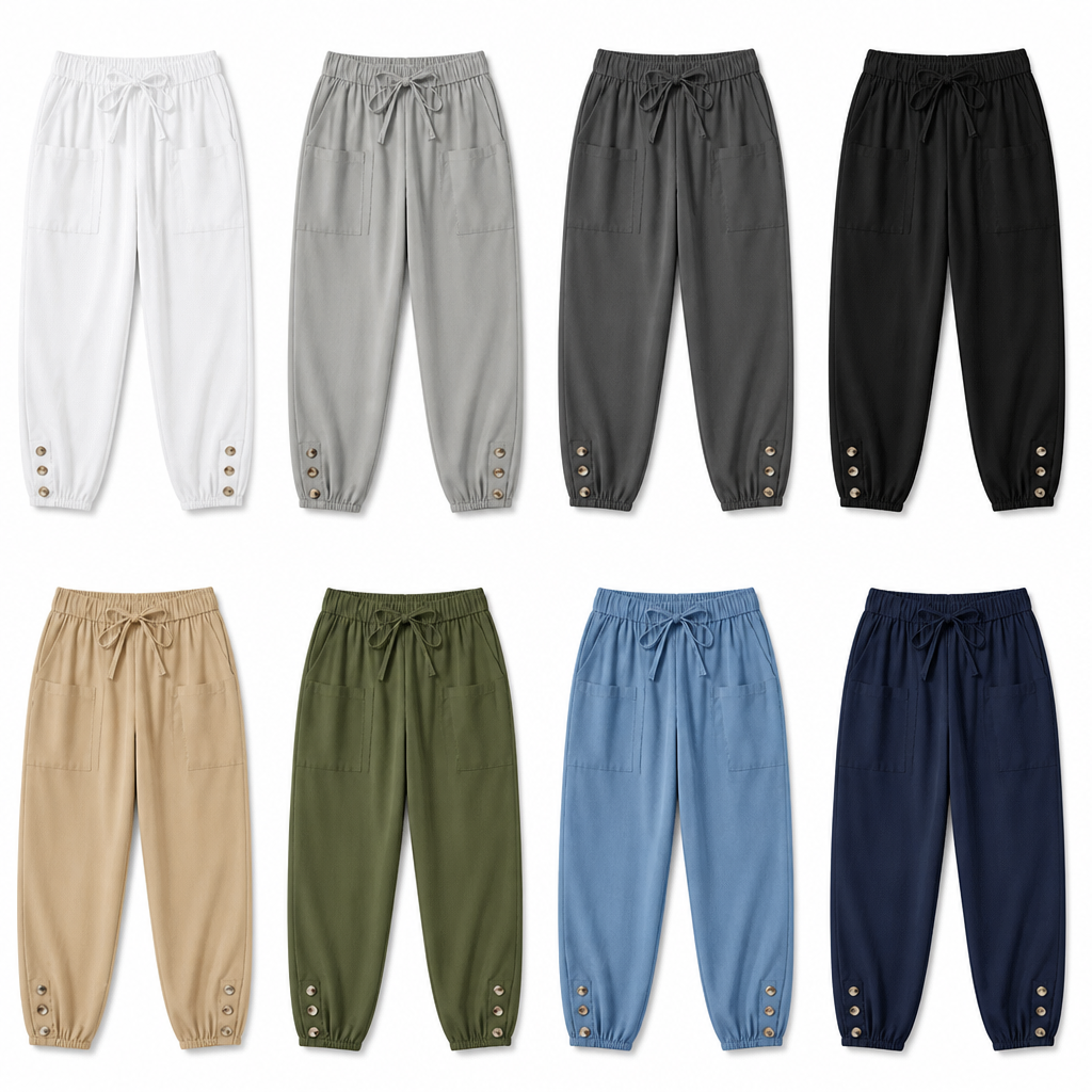 LunaEase™ – Soft Cotton-Linen Cropped Pants with Button-Cuff Hem