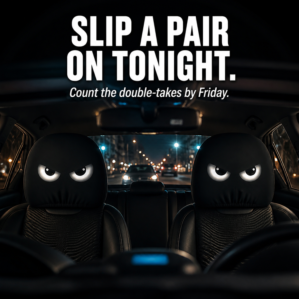 HappyCaps™ — Slip Cartoon Faces Onto Your Headrests and Make Strangers Stare