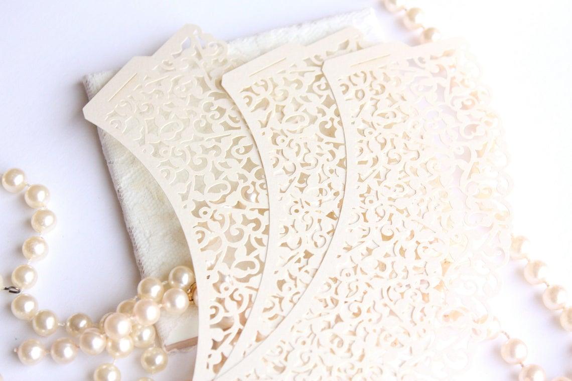 Ivory Lace Filigree Cupcake Wrappers for Cupcakes, Shimmer Ivory/Off White Laser Cut Lace Cupcake Liners - Lasercutwraps Shop